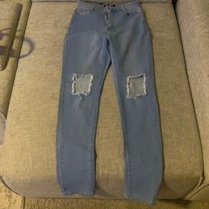 Light blue wash, ribbed knee size 10 skinny jeans